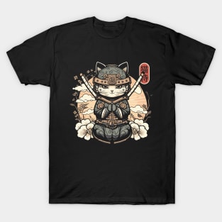 Samurai Cat Tattoo, Kawaii Ninja Cat T-Shirt